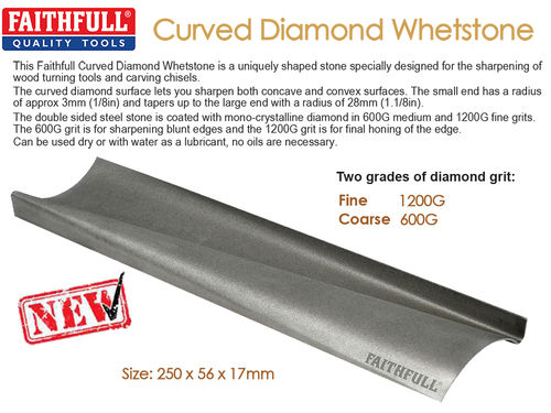 Faithfull Curved Diamond Whetstone 250mm 600G/1200G