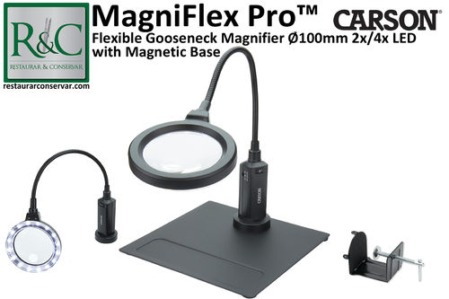 Carson MagniFlex Pro Gooseneck LED Magnifier Ø100mm 2x/4x with Magnetic Base