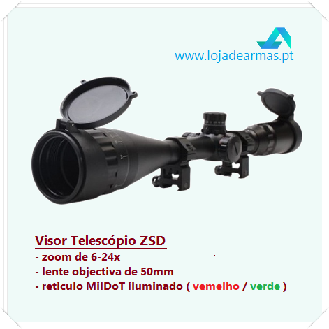 ZSD Riflescope 6-24x50mm AO-MILDOT iluminated reticle Green / Red