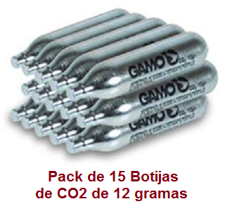 Botijas de CO2 Gamo de 12 gramas | Pack de 15 Botijas