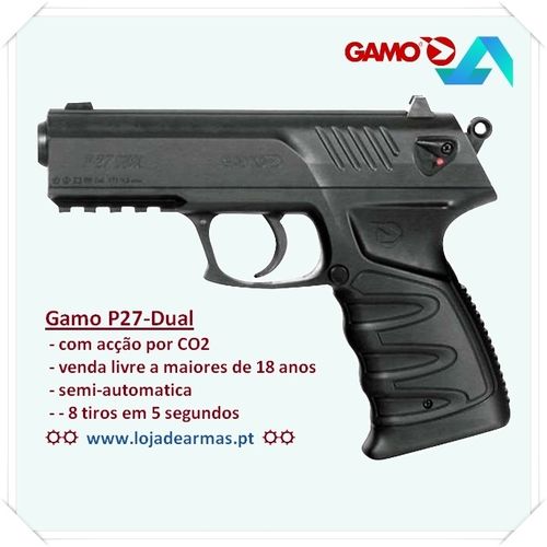 Pistola-Gamo-P27-Dual a CO2 4,5mm semi-automática | fabricada no Japão