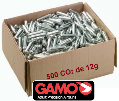 Botijas de CO2 Gamo de 12 gramas Gamo | caixa 500 Botijas → disponível por encomenda