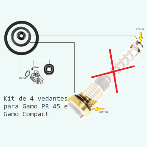 Gamo - Kit 4 Vedantes-Oring Valvula PR45 - PR15 - Compact -  #178178+700150+22700+7760