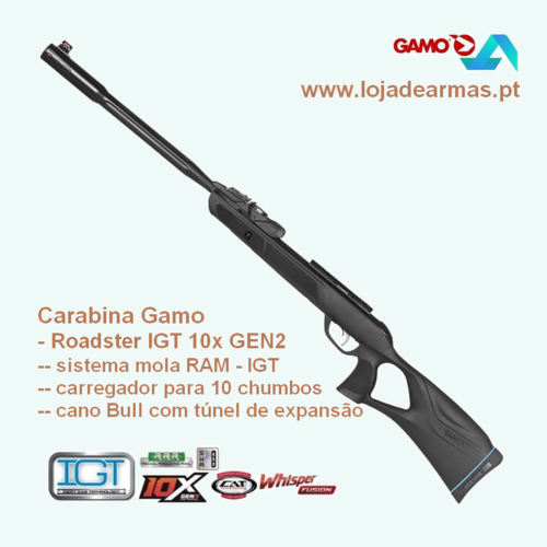 Carabina Gamo Roadster IGT 10X GEN2 5.5mm +1carregador x10 tiros -23,9J - disponível p/ encomenda