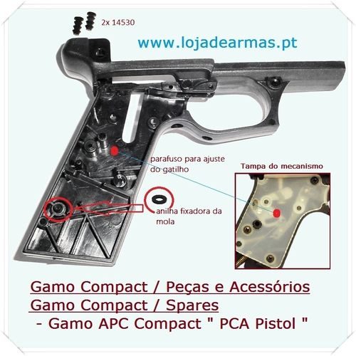 Gamo Corpo/Caixa/Frame Pistola Compact - Kit 5 peças substituição da caixa do mecanismo - Punho
