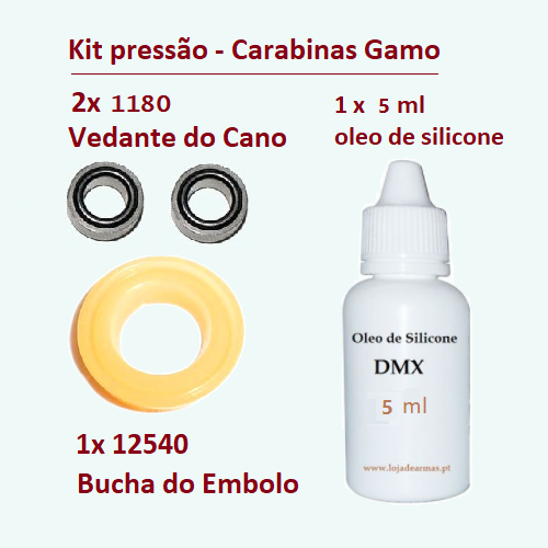 Gamo - Kit Pressão para carabinas - 2x 1180 + 1x 12540 + 5ml óleo silicone