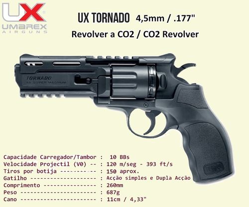 Umarex Revolver UX Tornado CO2 negro 4,5mm -encomende com antecedencia