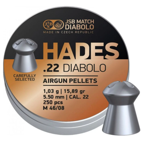 JSB Hades Diabolo .22in box 250 pellets calibrated to .22in / 5.50mm