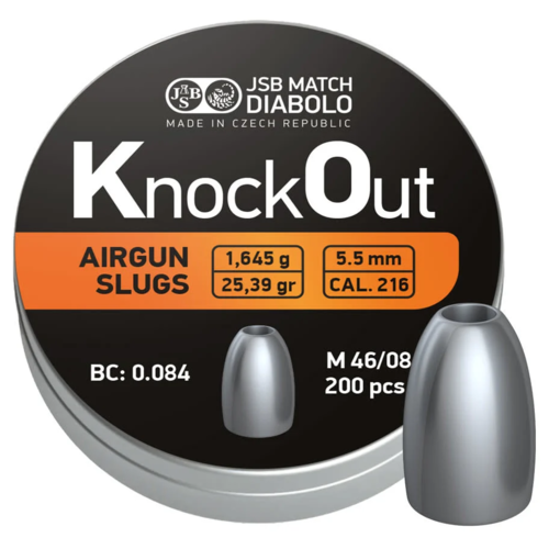 JSB KnockOut Slug .22in box 200 pellets calibrated to .22in / 5.50mm