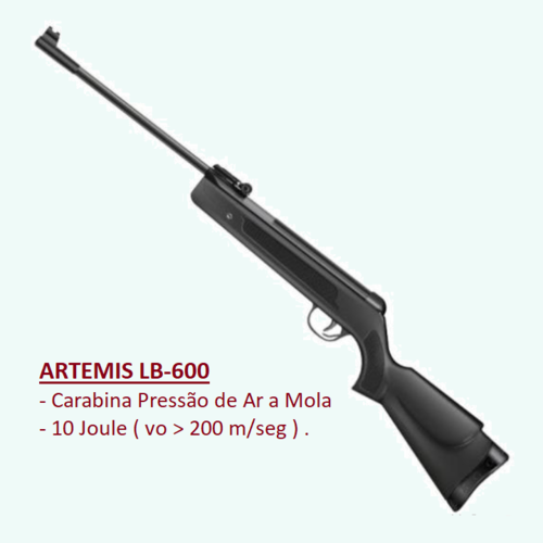 Artemis LB-600- Pressão de Ar 4,5mm, mola helicoidal