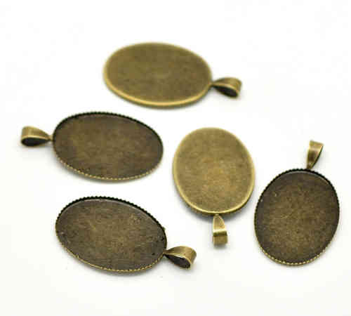 Base para cabochon oval de 25x18mm, Bronze