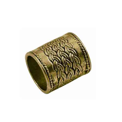 Conta Tubo em metal Bronze com relevo - 10mm
