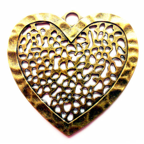 Pendente Coração tipo filigrana 65x70 mm - Bronze