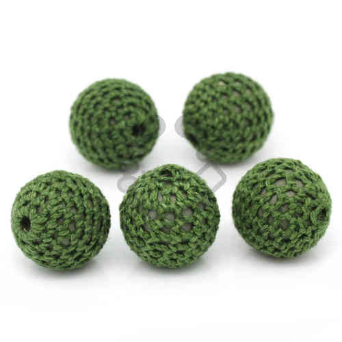 Conta Forrada a Crochet 21mm - Verde Seco