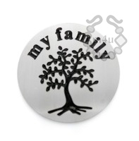 Chapa Aço Inox 22mm com Árvore da Vida - My Family
