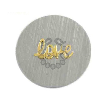 Chapa Aço Inox 22mm com aplicação LOVE dourado