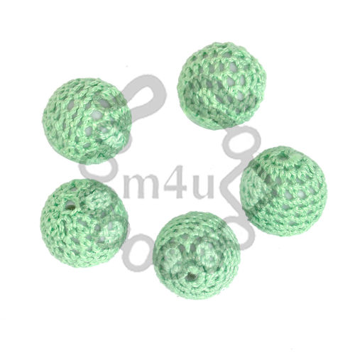 Conta Forrada a Crochet 21mm - Verde Água