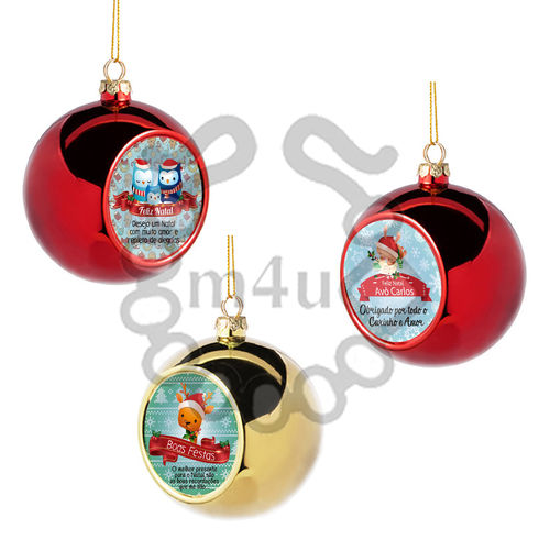 Bola Decorativa Natal com Impressão - 9,5 cm