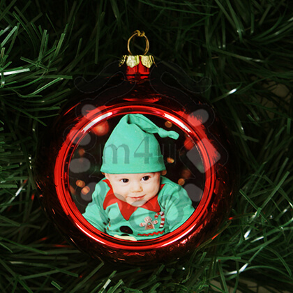 Bola Decorativa Natal com Impressão - 6 cm Vermelha