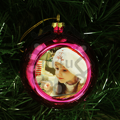 Bola Decorativa Natal com Impressão - 6 cm Rosa