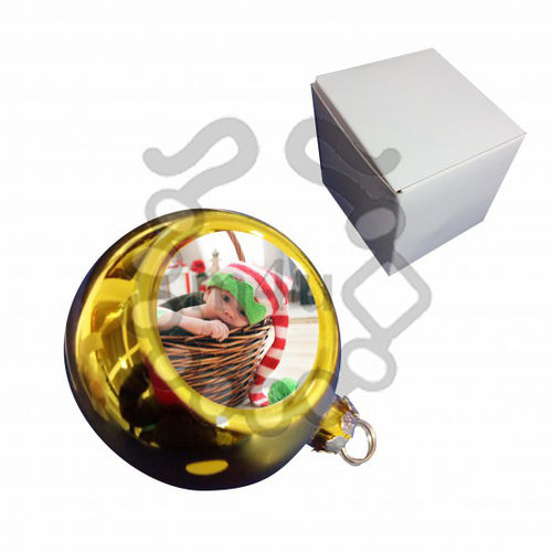 Bola Decorativa Natal com Impressão - 6 cm Dourada