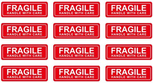 12 x 76 mm Fragil Waterproof Label Stickers