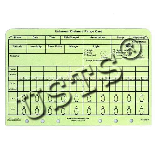Folhas Unknown Distance Range Card US Tactical Supply