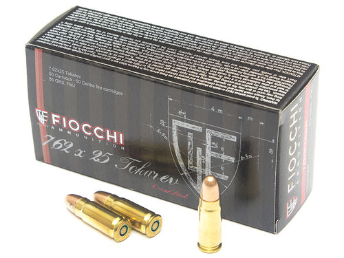 Caixa 50 Munições Fiocchi Classic Cal.7,62x25mm FMJ 85gr.