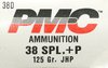 Caixa 50 Munições PMC Cal.38spl. JHP 125gr.