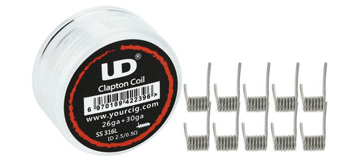 Youde SS316L clapton coil 0,5Ω (Pack 10Un)