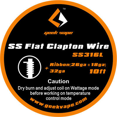 GeekVape Flat Clapton/SS316L Ribbon (26ga*18ga)+32ga (3m/Roll)