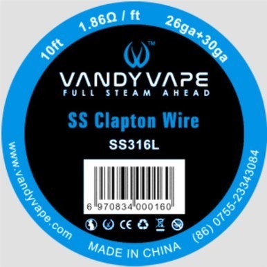 SS316 Clapton Wire - 26GA + 30GA 3m (10feet) by Vandy Vape