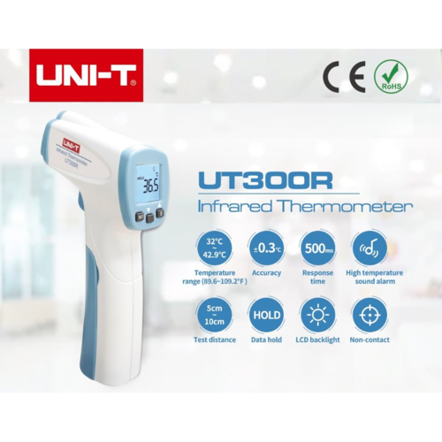 Termómetro por infravermelhos para temperatura corporal 32ºC..42.9ºC (c/ alarme)