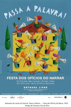 Ilustração para o cartaz do festival "Passa a Palavra" - Festa dos Ofícios do Narrar, 2019. Design de Francisco Vaz da Silva.\\n\\n03/07/2019 17:31